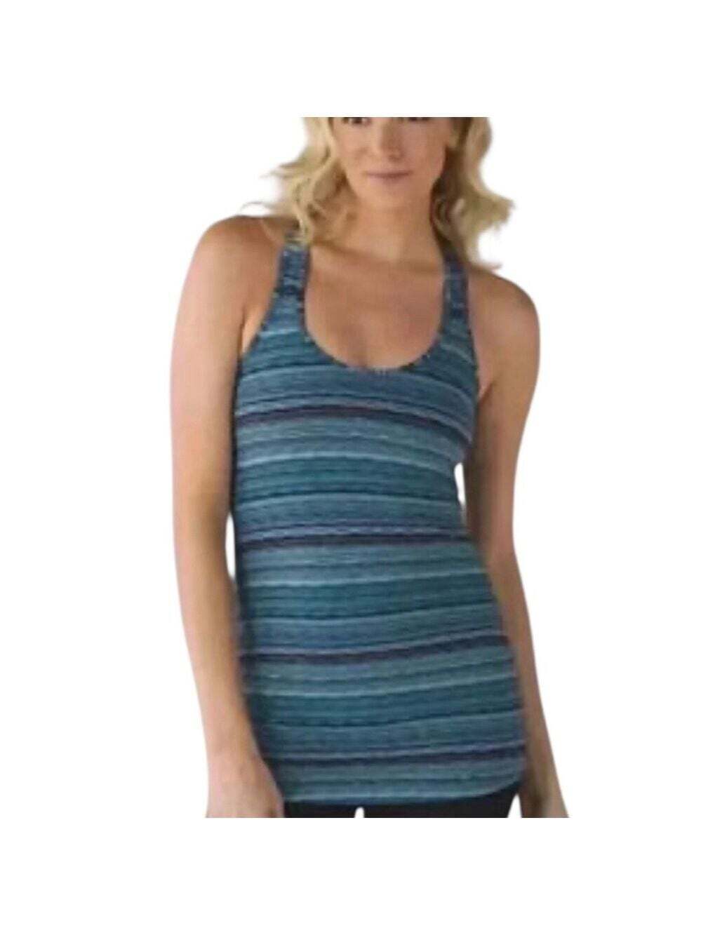 Lululemon Cool Racerback 2 Tank Space Dye Twist Naval Blue Size 10 Fitcore